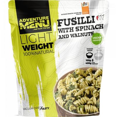 Fusilli se špenátem a vlašskými ořechy PORCE 105g/400g - dehydrované hotové jídlo