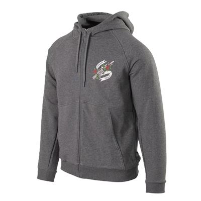 Mikina COME AND TAKE IT se zipem a kapucí ŠEDÁ