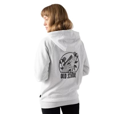 Mikina OLD SCHOOL se zipem a kapucí SVĚTLE ŠEDÁ MELANŽ