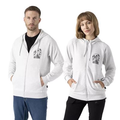 Mikina OLD SCHOOL se zipem a kapucí SVĚTLE ŠEDÁ MELANŽ