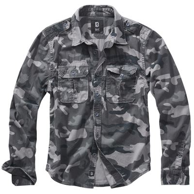 Košile styl VINTAGE dlouhý rukáv GREY CAMO