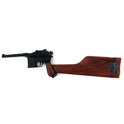 Pistole Mauser C-96 s dřevěnou pažbou - dekorační replika