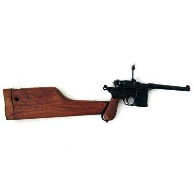 Pistole Mauser C-96 s dřevěnou pažbou - dekorační replika