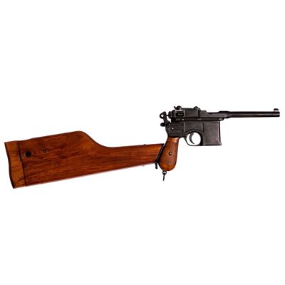 Pistole Mauser C-96 s dřevěnou pažbou - dekorační replika