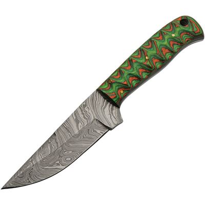 Nůž s pevnou čepelí HUNTER GREEN damašek