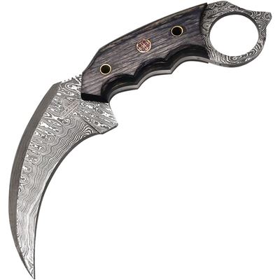 Nůž FH Karambit damašková ocel s pouzdrem ČERNÝ