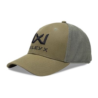 Čepice baseball ČERNÉ logo WILEY X ZELENÁ