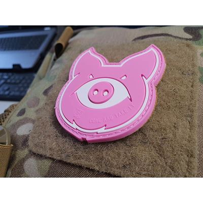 Nášivka MONSTER PIG plast velcro RŮŽOVÁ