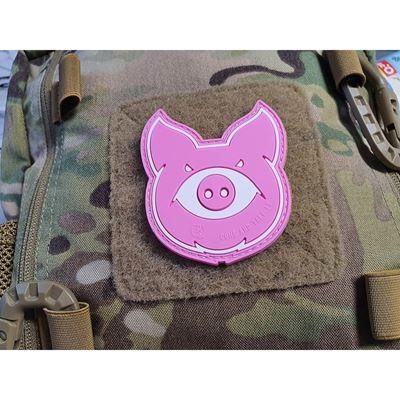 Nášivka MONSTER PIG plast velcro RŮŽOVÁ