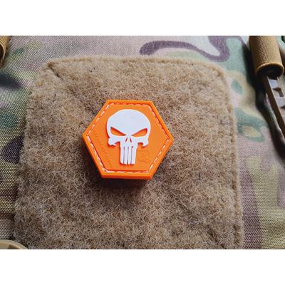 Nášivka PUNISHER hexagon velcro plast ORANŽOVÁ