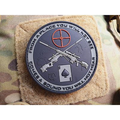 Nášivka SNIPER DEATH SPADE plast velcro RANGER GREEN