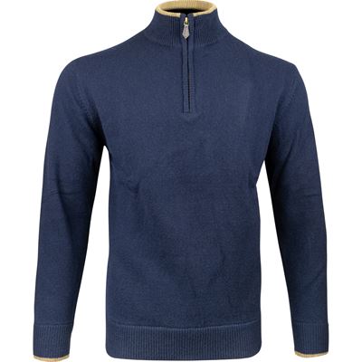 Svetr ASHCOMBE se zipem jehněčí vlna NAVY BLUE