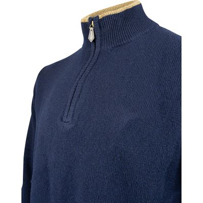 Svetr ASHCOMBE se zipem jehněčí vlna NAVY BLUE