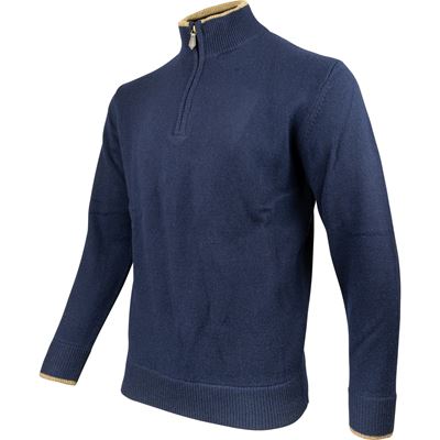 Svetr ASHCOMBE se zipem jehněčí vlna NAVY BLUE