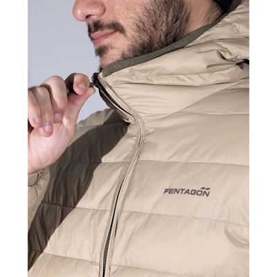 Bunda s kapucí AURORA 2.0 PUFFER HOODED KHAKI