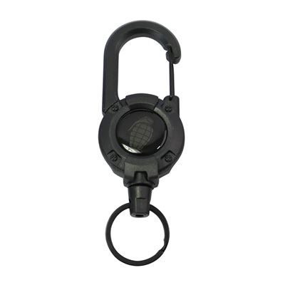 Klíčenka HEAVY DUTY s navíjákem a karabinou ČERNÁ