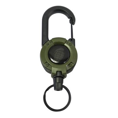 Klíčenka HEAVY DUTY s navíjákem a karabinou ZELENÁ