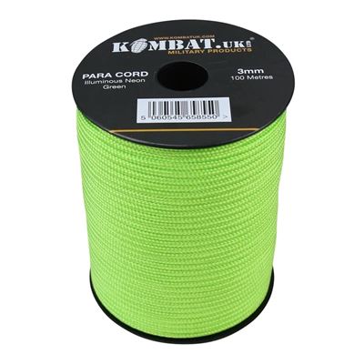 Šňůra PARA CORD ø 3 mm / 100 m NEON GREEN