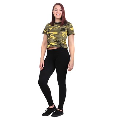 Triko dámské krátké CROP Stinger Yellow Camo