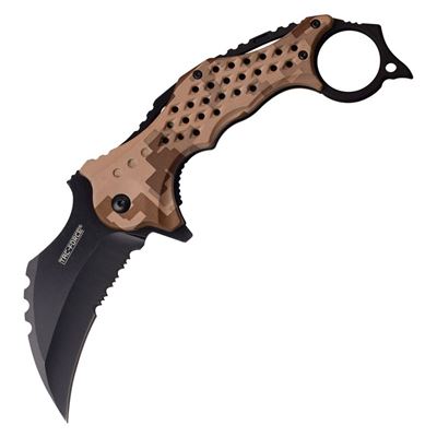 Nůž zavírací KARAMBIT TAC-FORCE kombi ostří DESERT